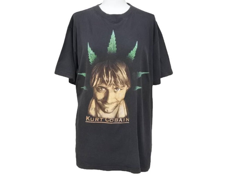 90's ヴィンテージ kurt cobain カートコバーン tシャツ ブラック バンドTシャツ レア ニルヴァーナ 古着 メンズ 美品 中古 26566