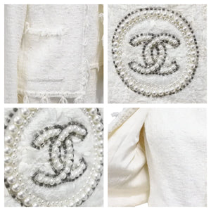 CHANEL シャネル セットアップ ツイードアンサンブル ホワイト 36 P25100V15453 05c 2005年 銀座限定 美品 中古 27178