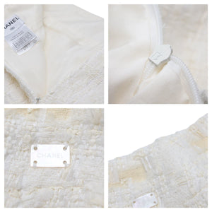 CHANEL シャネル セットアップ ツイードアンサンブル ホワイト 36 P25100V15453 05c 2005年 銀座限定 美品 中古 27178
