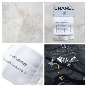 CHANEL シャネル セットアップ ツイードアンサンブル ホワイト 36 P25100V15453 05c 2005年 銀座限定 美品 中古 27178