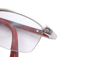 CARTIER カルティエ ウッドテンプル チタニウム ハーフリム メガネ/アイウェア 度入り シルバーレッド 美品 中古 27227