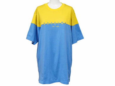 SUPREME シュプリーム Tシャツ 半袖 カットソー ツートーン ロゴ ブルー イエロー サイズM メンズ 良好 27559 