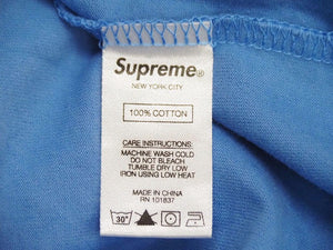 SUPREME シュプリーム Tシャツ 半袖 カットソー ツートーン ロゴ ブルー イエロー サイズM メンズ 良好 27559 