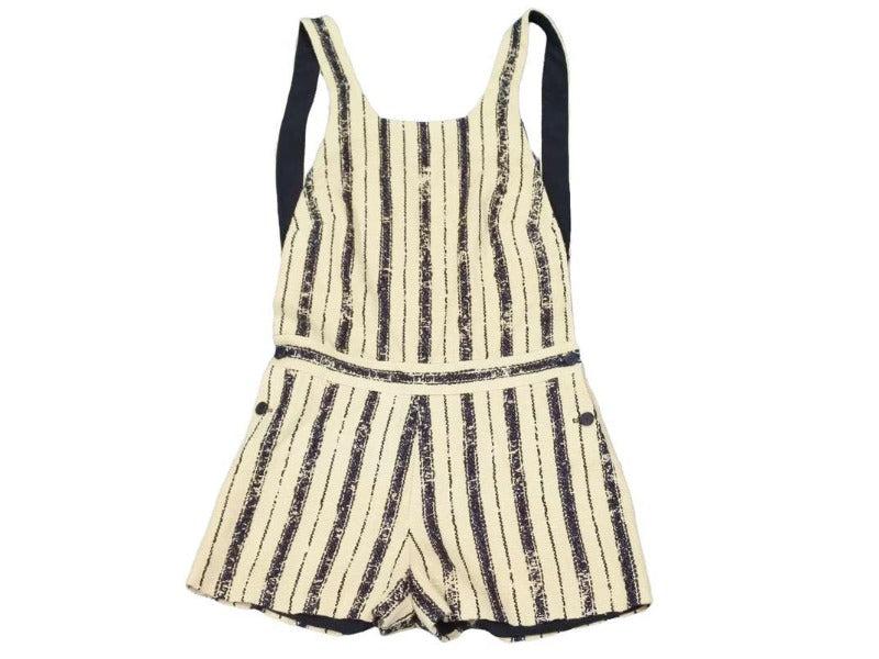 Christian Dior クリスチャンディオール サロペット ベージュ ブラック 021E04A7718 レディース サイズ36 美品 中古 27854 正規品