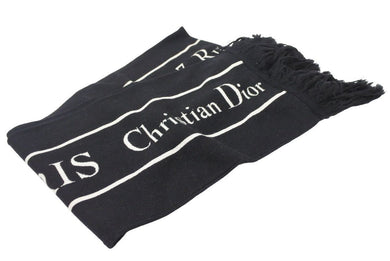 DIOR HOMME ディオーオム 18AW ATELIER アトリエ ロゴ マフラー 833ME37ZT688 ウール ブラック ホワイト 美品 中古 25318