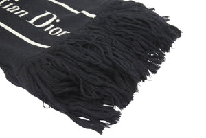 DIOR HOMME ディオーオム 18AW ATELIER アトリエ ロゴ マフラー 833ME37ZT688 ウール ブラック ホワイト 美品 中古 25318
