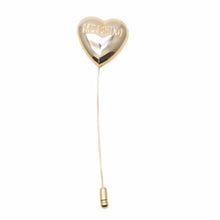 画像をギャラリービューアに読み込む, MOSCHINO モスキーノ ブローチ ハート ロゴ ヴィンテージ アクセサリー ゴールド GP 良品 中古 28342