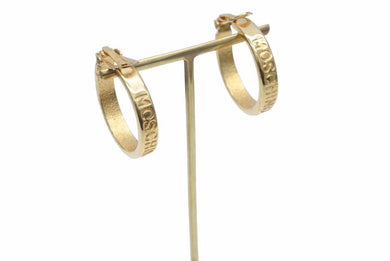 MOSCHINO モスキーノ フープ イヤリング ロゴ ゴールド GP 10.7g アクセサリー ジュエリー 小物 中古 28343