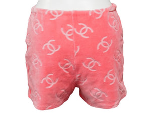 CHANEL シャネル ベロアパンツ ショートパンツ ボトムス レディース ココマーク ボタン ピンク シルバー金具 美品 中古 28468