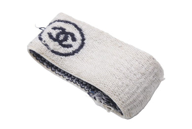 CHANEL シャネル ヘア＆リストバンド ココマーク towel ホワイト ブラック ヘッドバンド スポーツライン 中古 28497
