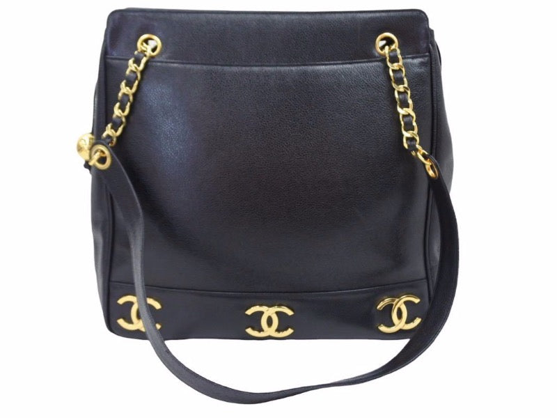 CHANEL シャネル キャビアスキン トリプルココ トート ハンドバッグ 美品 29134