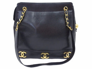 CHANEL シャネル キャビアスキン トリプルココ トート ハンドバッグ 美品 29134