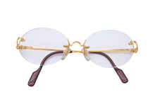 Load image into Gallery viewer, CARTIER カルティエ ヴィンテージ サングラス トリニティ ツーポイント 度入りレンズ ブラウン ゴールド金具 美品 中古 29303