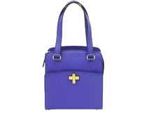 Load image into Gallery viewer, CELINE セリーヌ トップハンドルバッグ ターンロックハンドバッグ ブルー ビンテージ 青 ゴールド金具 中古 9527