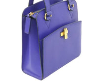 Load image into Gallery viewer, CELINE セリーヌ トップハンドルバッグ ターンロックハンドバッグ ブルー ビンテージ 青 ゴールド金具 中古 9527
