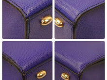Load image into Gallery viewer, CELINE セリーヌ トップハンドルバッグ ターンロックハンドバッグ ブルー ビンテージ 青 ゴールド金具 中古 9527