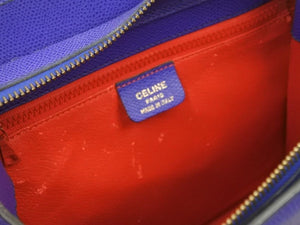 CELINE セリーヌ トップハンドルバッグ ターンロックハンドバッグ ブルー ビンテージ 青 ゴールド金具 中古 9527