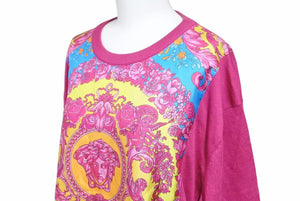VERSACE ヴェルサーチ 2019 半袖ニット セーター トップス バロック柄 メデューサ ピンク A82703 サイズ52 メンズ 良品 中古 33001