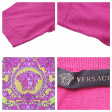 画像をギャラリービューアに読み込む, VERSACE ヴェルサーチ 2019 半袖ニット セーター トップス バロック柄 メデューサ ピンク A82703 サイズ52 メンズ 良品 中古 33001