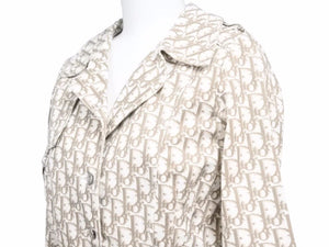 Christian Dior クリスチャンディオール ジャケット トロッター ブラウン バラ刺繍 レディース サイズ12A N29915