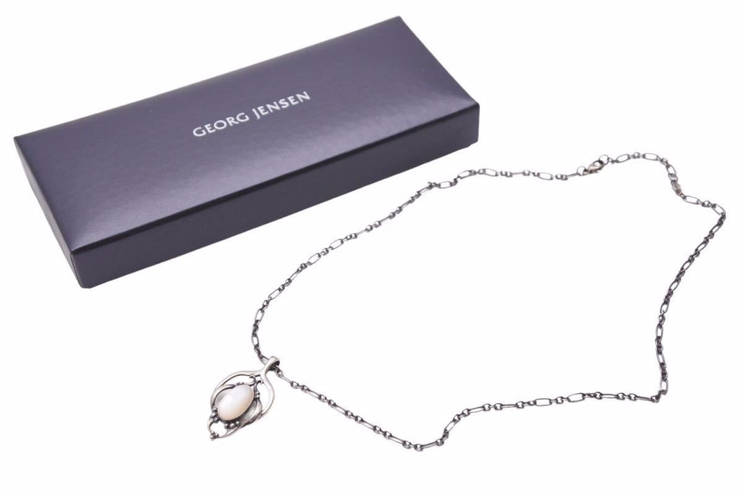GEORG JENSEN ジョージジェンセン 2016 イヤーペンダント ネックレス ホワイト シルバー 925 レディース 美品 中古 30669