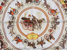 Load image into Gallery viewer, [USED/中古]HERMES エルメス スカーフ カレ90 ロンシャンへの散歩 ベージュ オレンジ 極美品 中古 30989