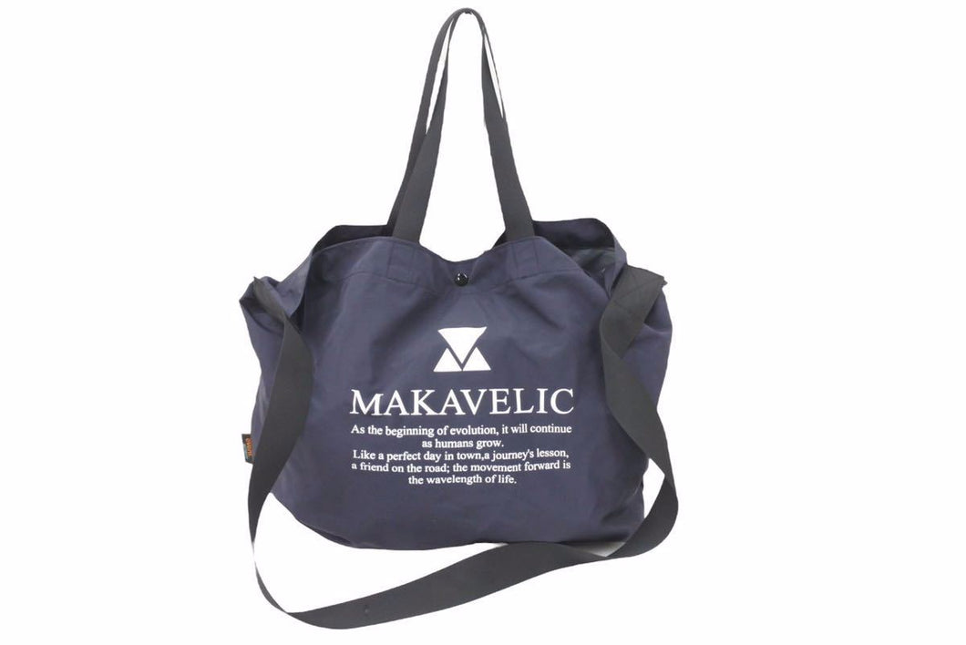 MAKAVELIC マキャベリック トートバッグ ショルダーバング 3120-10204 ネイビー 大容量 中古 31193