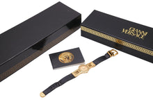Load image into Gallery viewer, GIANNI VERSACE ヴェルサーチ ヴィンテージ 腕時計 7009016 メデューサ バロック 箱付き ゴールド ブラック 中古 31481