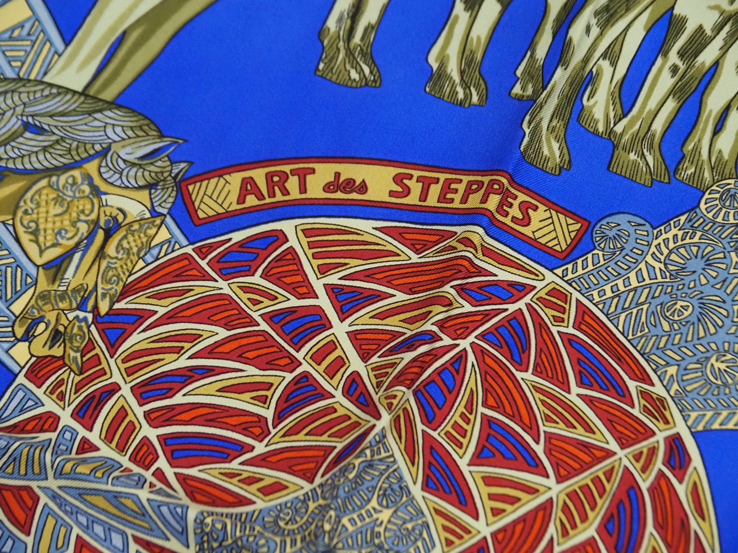HERMES エルメス スカーフ ART DES STEPPES HORSE 馬 ブラウン