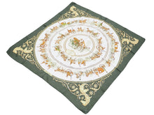 Load image into Gallery viewer, HERMES エルメス カレ90 スカーフ LA PROMENADE DE LONGCHAMPS ロンシャンへの散歩 シルク グリーン 中古 31643