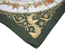 Load image into Gallery viewer, HERMES エルメス カレ90 スカーフ LA PROMENADE DE LONGCHAMPS ロンシャンへの散歩 シルク グリーン 中古 31643
