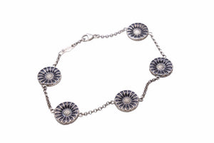 GEORG JENSEN ジョージジェンセン デイジー ブレスレット 腕輪 フラワー 花 シルバー925 ブラック レディース 美品 中古 31646