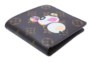 極美品 LOUIS VUITTON ルイヴィトン M61666 モノグラムパンダ ポルトフォイユ・マルコ 村上隆 2つ折り財布 中古 31682