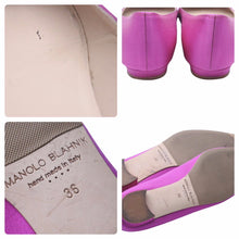 Load image into Gallery viewer, MANOLO BLAHNIK マノロブラニク フラット パンプス ハンギシ サテン 36 ピンク レディース ビジュー 靴 32357