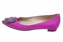 Load image into Gallery viewer, MANOLO BLAHNIK マノロブラニク フラット パンプス ハンギシ サテン 36 ピンク レディース ビジュー 靴 32357