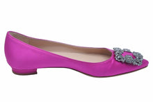 Load image into Gallery viewer, MANOLO BLAHNIK マノロブラニク フラット パンプス ハンギシ サテン 36 ピンク レディース ビジュー 靴 32357