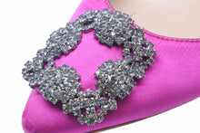 Load image into Gallery viewer, MANOLO BLAHNIK マノロブラニク フラット パンプス ハンギシ サテン 36 ピンク レディース ビジュー 靴 32357