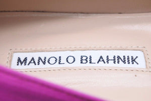 MANOLO BLAHNIK マノロブラニク フラット パンプス ハンギシ サテン 36 ピンク レディース ビジュー 靴 32357