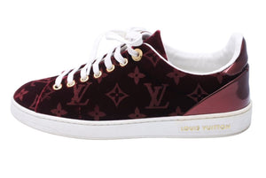 LOUIS VUITTON ルイ・ヴィトン フロントローライン モノグラム ベロア スニーカー レッド ワインレッド シューズ 靴 中古 43482