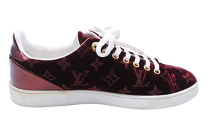 LOUIS VUITTON ルイ・ヴィトン フロントローライン モノグラム ベロア スニーカー レッド ワインレッド シューズ 靴 中古 43482