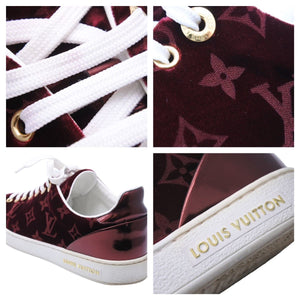 LOUIS VUITTON ルイ・ヴィトン フロントローライン モノグラム ベロア スニーカー レッド ワインレッド シューズ 靴 中古 43482