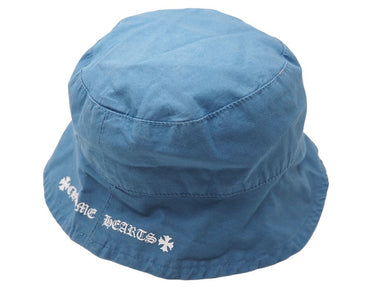 ChromeHearts クロムハーツ キッズ用 子供用 バケットハット 帽子 ブランドロゴ クロス コットン ブルー 美品 中古 32569