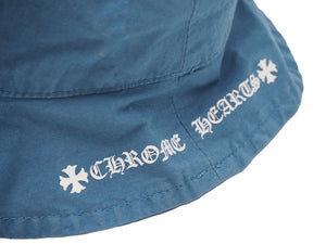 ChromeHearts クロムハーツ キッズ用 子供用 バケットハット 帽子 ブランドロゴ クロス コットン ブルー 美品 中古 32569