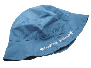 ChromeHearts クロムハーツ キッズ用 子供用 バケットハット 帽子 ブランドロゴ クロス コットン ブルー 美品 中古 32569