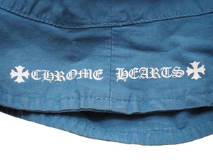 ChromeHearts クロムハーツ キッズ用 子供用 バケットハット 帽子 ブランドロゴ クロス コットン ブルー 美品 中古 32569