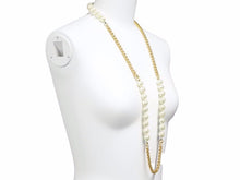 Load image into Gallery viewer, CHANEL シャネル パール ネックレス ターラント チェーン ゴールド 95年 ヴィンテージ レディース 中古 32640