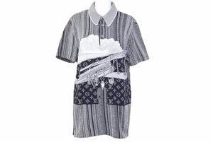 LOUIS VUITTON ルイヴィトン 12年 コットン ポロシャツ ブラック グレー コットン RM172 モノグラム サイズS 良好 メンズ 33139 正規品