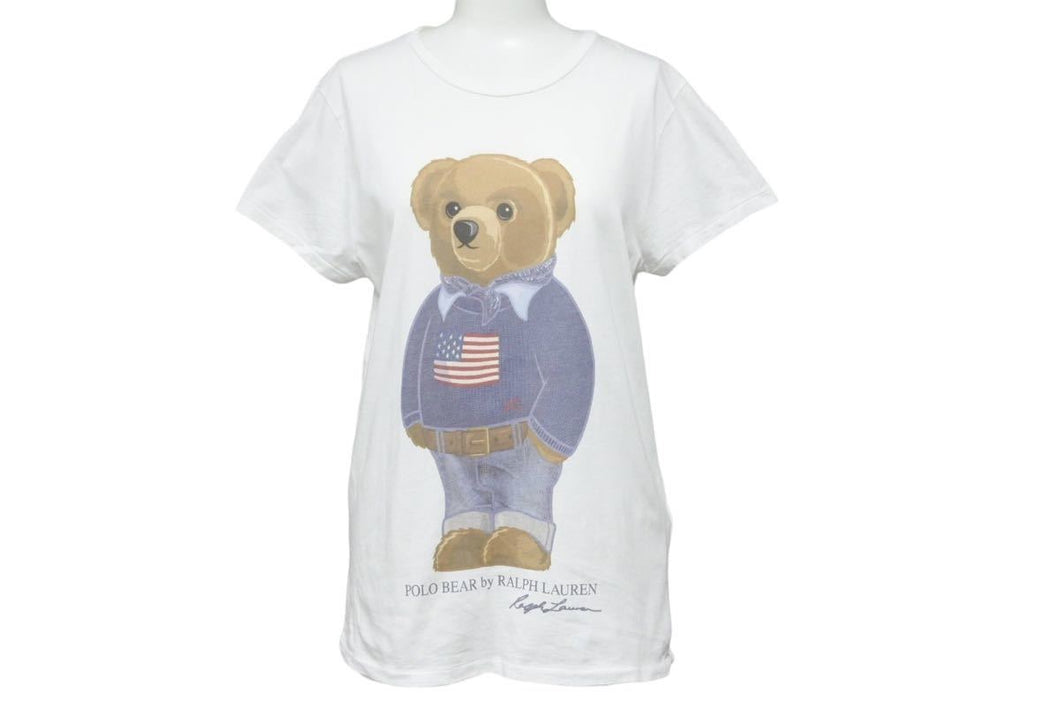 Polo Ralph Lauren ポロ ラルフローレン グラフィック プリント クルーネック アメリカ国旗 Tシャツ ポロベアー 中古 33311