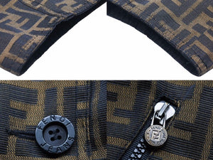 FENDI フェンディ ヴィンテージ ロングコート アウター ジャケット ズッカ柄 リバーシブル ブラウン メンズ 良好 N33354