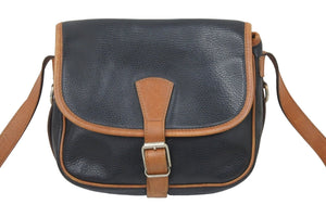 CELINE セリーヌ ショルダー バッグ ブラック キャメル レザー レディース ヴィンテージ 中古 30070